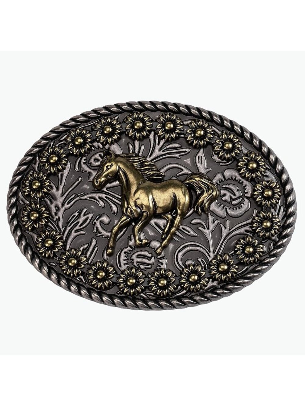 Men Bronze Horses Western Accessory Belt Buckle 1.5 Inch Heavy Duty Style